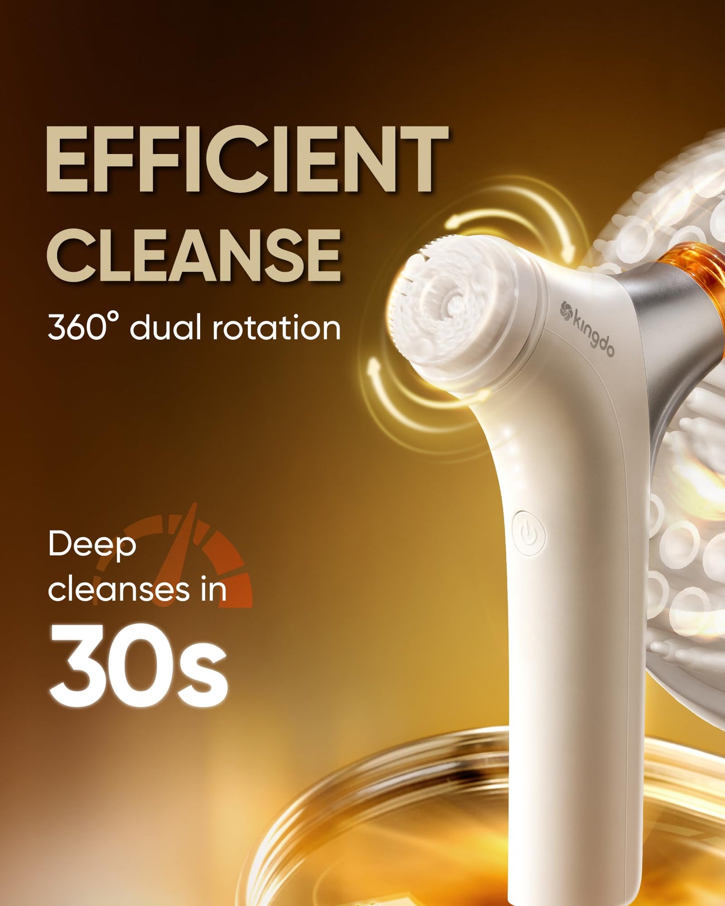 kingdo 2-in-1 Face Scrubber & Makeup Remover Device, Smart Automatic Foaming Facial Cleansing Brush Exfoliator with Face Cleanser for Deep Cleansing & Exfoliating & Removing Makeup Skin Care