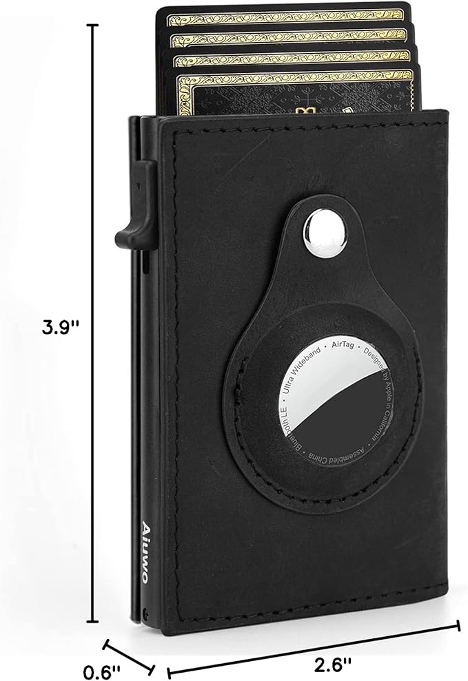 Aiuwo Airtag Wallet for Men,Mens Wallet Card Holder,Smart,Slim,Minimalist Wallet,Credit Cards Holder RFID Blocking Wallet (Airtag Wallet, Crazy Horse Black)