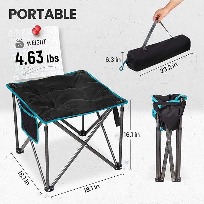 FUNDANGO Folding Camping Stool, 2 Pack 18.1 Inch Oversized Foot Rest 440 Lbs Heavy Duty Portable Padded Stools Seat Anti-Slip Foots & Carry Strap for Fishing Outdoor Lawn Travel (Black)