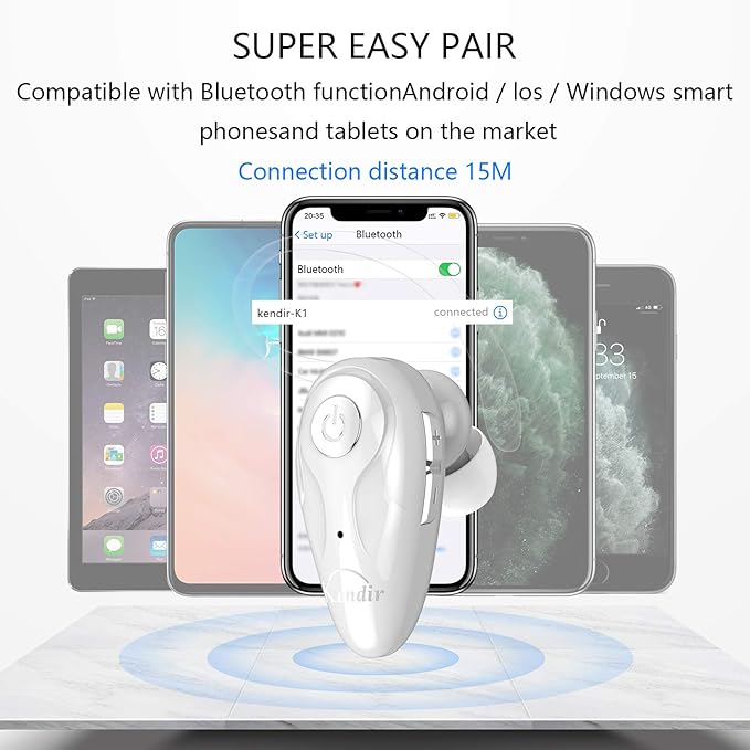 Bluetooth Earpiece, V5.0 Wireless Headphone Cell Phone Headset 8 Hrs Talking with Noise Cancelling Mic, Volume Control, Handsfree Earbud for iPhone Android Samsung Laptop Trucker Driver