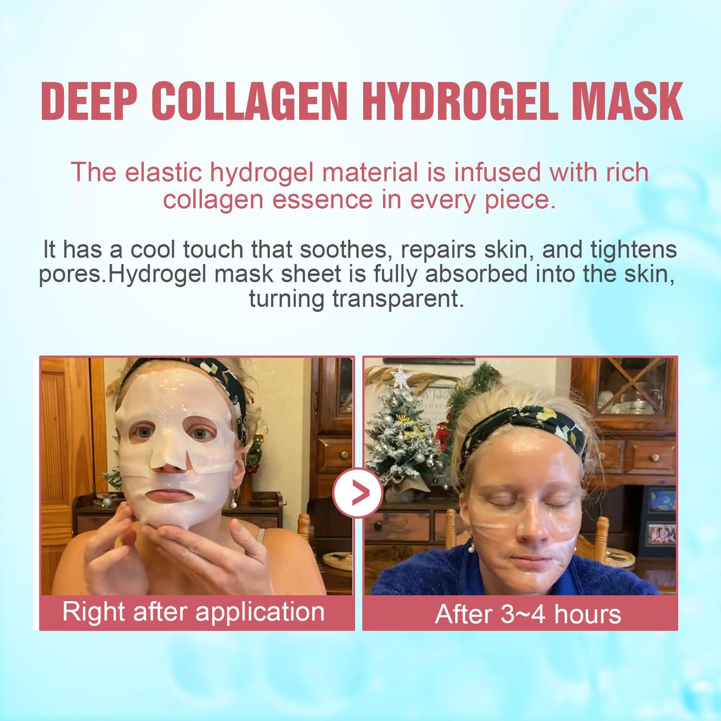 Kewhunt Deep Collagen Face Mask Overnight, Bio- Collagen Mask Real Deep Mask, Hydrating Hydrogel Masks with Low Molecular Collagen for Firming, Elasticity, Pore Minimizing 40g x 5ea