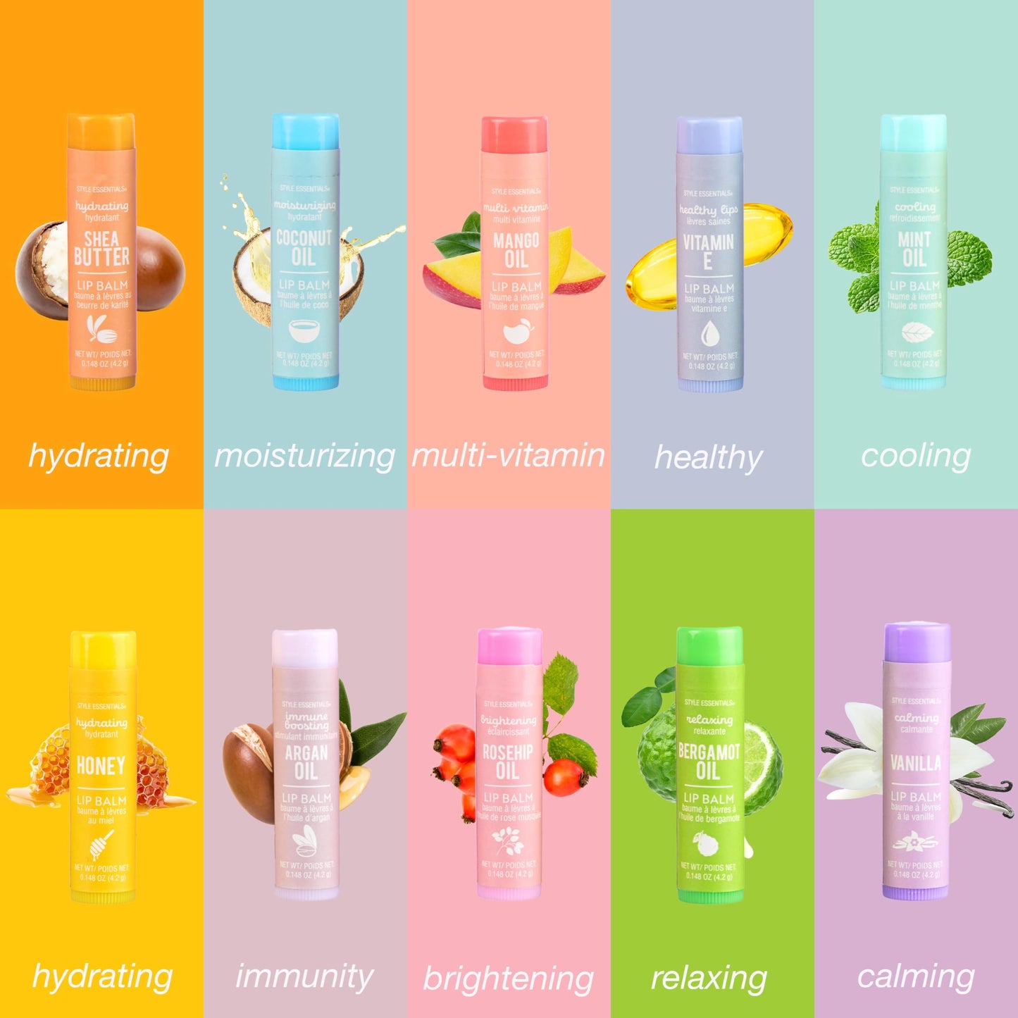 10pc Lip Balm Collection -Hydrating Lip Balms Infused- Enriched Lip Balm Set