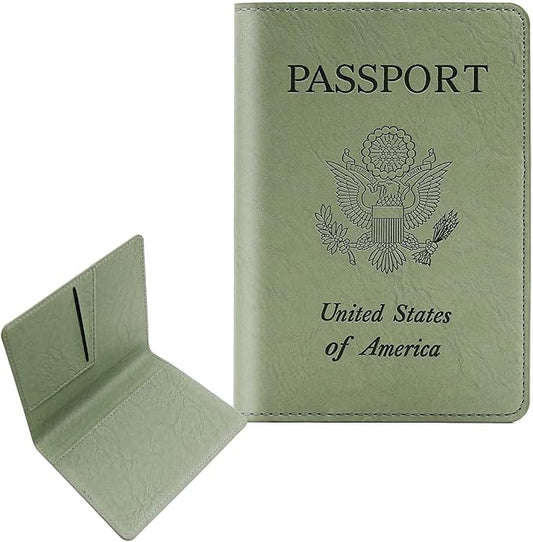 Cnycmy Passport Holder–Slim Travel Organizer for Passport, RFID Blocking,Boarding Pass, Credit Cards | Vegan Leather & Anti-Theft Design (Moss Green5)