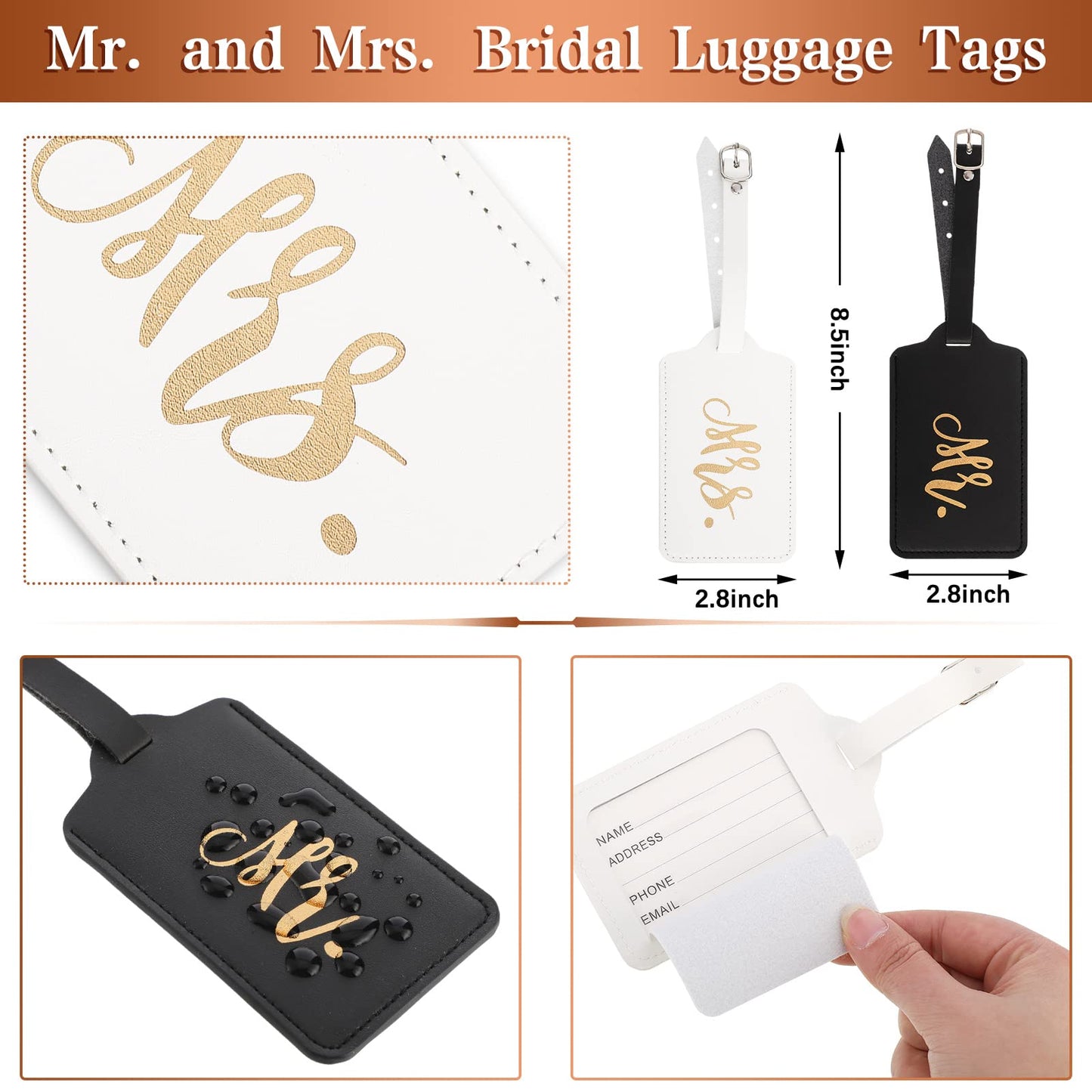 5 Pcs Mr and Mrs Passport Holder Cover Travel Luggage Tag Honeymoon Couple Gift