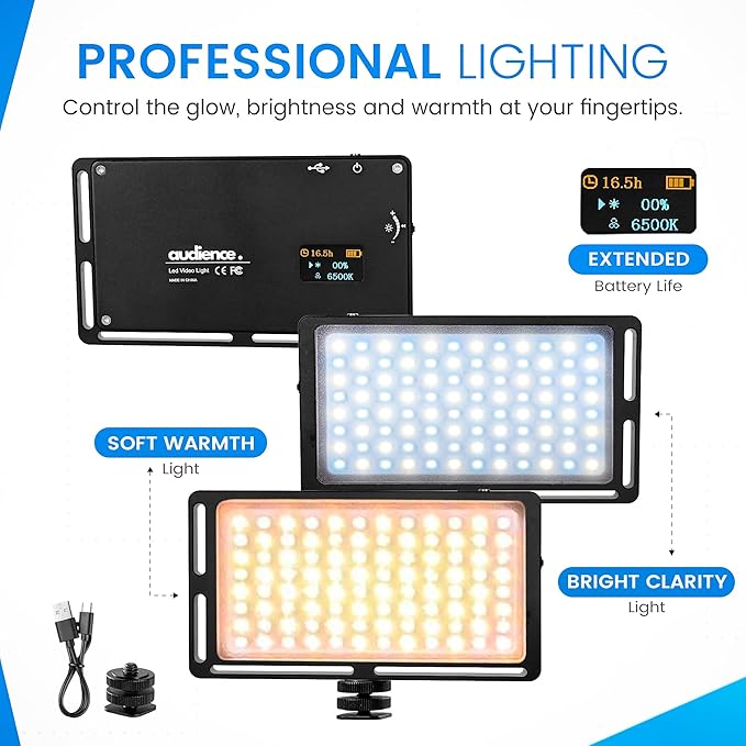 Audience Professional Mobile Creator Kit - 72" Adjustable Tripod with Monopod, LED Fill Light, Dual Lavalier Microphones, Rotating Phone Mount, Bluetooth Remote & Travel Case