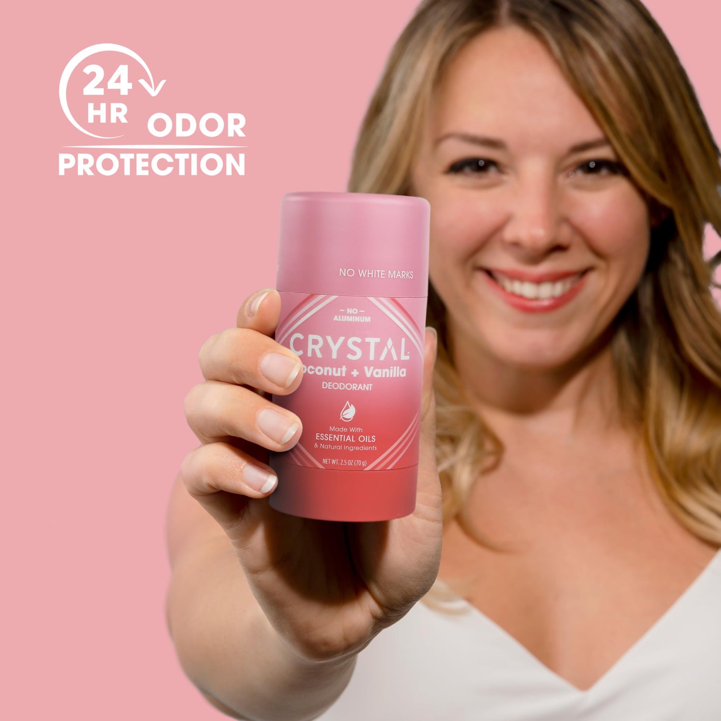 Crystal Magnesium Solid Stick Natural Deodorant, Non-Irritating Aluminum Free Deodorant for Men or Women, Safely and Effectively Fights Odor, Baking Soda Free, Coconut + Vanilla, 2.5 oz