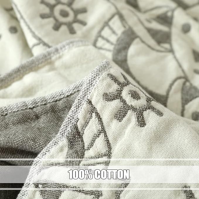 Boho Throw Blanket for Bed 100% Cotton Ultra Soft Rustic Quilt Fall Blanket Geometric Mandela Printed Farmhouse Decor Bed Blankets,60"×80" All Season Rustic Throw for Sofa Couch Chair