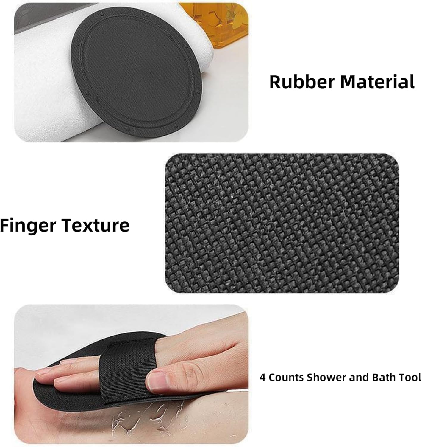 4 Counts Shower and Bath Tool, Exfoliating Body Scrubber Set, Deep Exfoliating Body Scrubber Dead Skin Remover, Deep Cleansing Bath Tool Gentle Dead Skin Remover for Women(1 Set)
