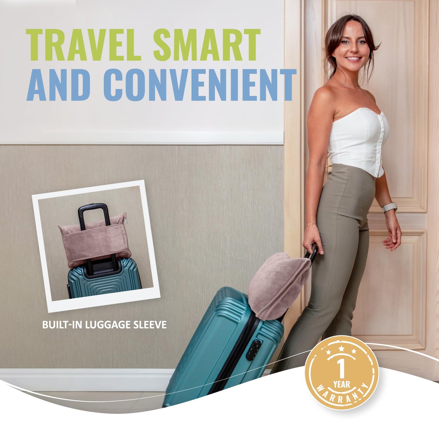 BOACAY Soft & Warm Travel Blanket for Airplane & Car - Long Flight Essential for Women, Men, Kids - Compact Pillow with Luggage Sleeve & Backpack Clip