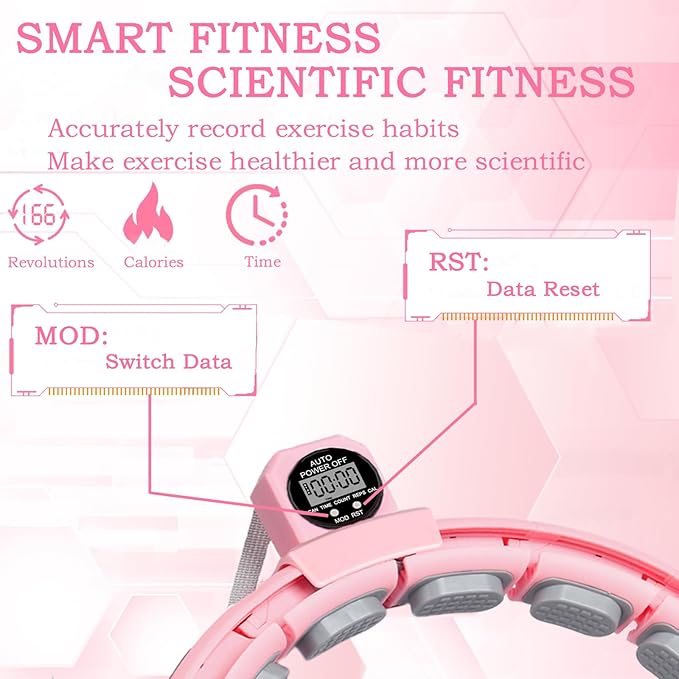 2025 New Silent Smart Weighted Fitness Hoop, Weighted Hula Circle Hoops for Adults Weight Loss,18 Detachable Links Waist 30"- 50", Exercise Hula for Women & Men