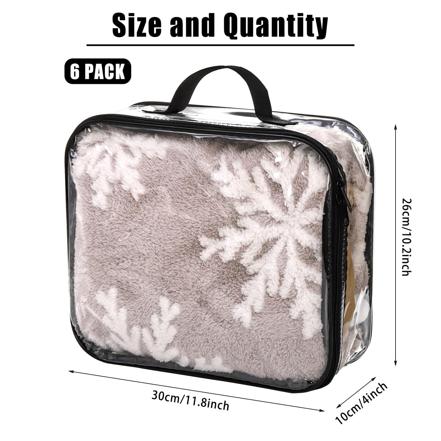 Fasmov 6 Pack Large Clear Travel Packing Cube, See-Through PVC Organizer, Vinyl Zippered Storage Bags Multipurpose Pouch with Handle for Suitcase Pants, Cashmere, Sweaters Shirts Dress Storage