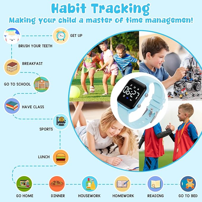 Kids Digital Watches for Boys Girls, Sports Watch with Fitness Tracker, Pedometer, Alarm Clocks, Stopwatch, No App Needed Waterproof Kids Watch, Gift for Teens Student Girls Boys Ages 5-14