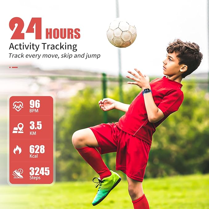 Kids Fitness Tracker Watch, IP68 Waterproof Smart Watch with 19 Sport Modes, Pedometer, Heart Rate Monitor, 19 Sports Modes, Great Gift for Kids