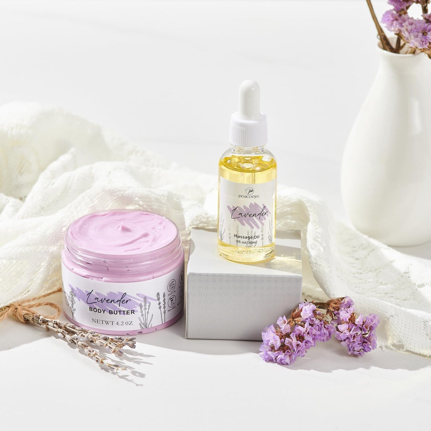 Peacoeye Gifts for Women Spa Gifts Lavender Bath Gift Baskets Relaxing Self Care Gift for Mom Her Sister Wife Auntie Home Bath Kit Care Package Birthday Friendship Gift Ideas