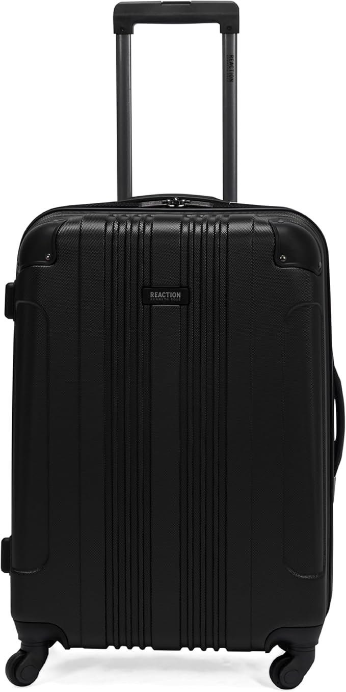 Kenneth Cole REACTION Out of Bounds Lightweight Hardshell 4-Wheel Spinner Luggage, Midnight Black, 24-Inch Checked