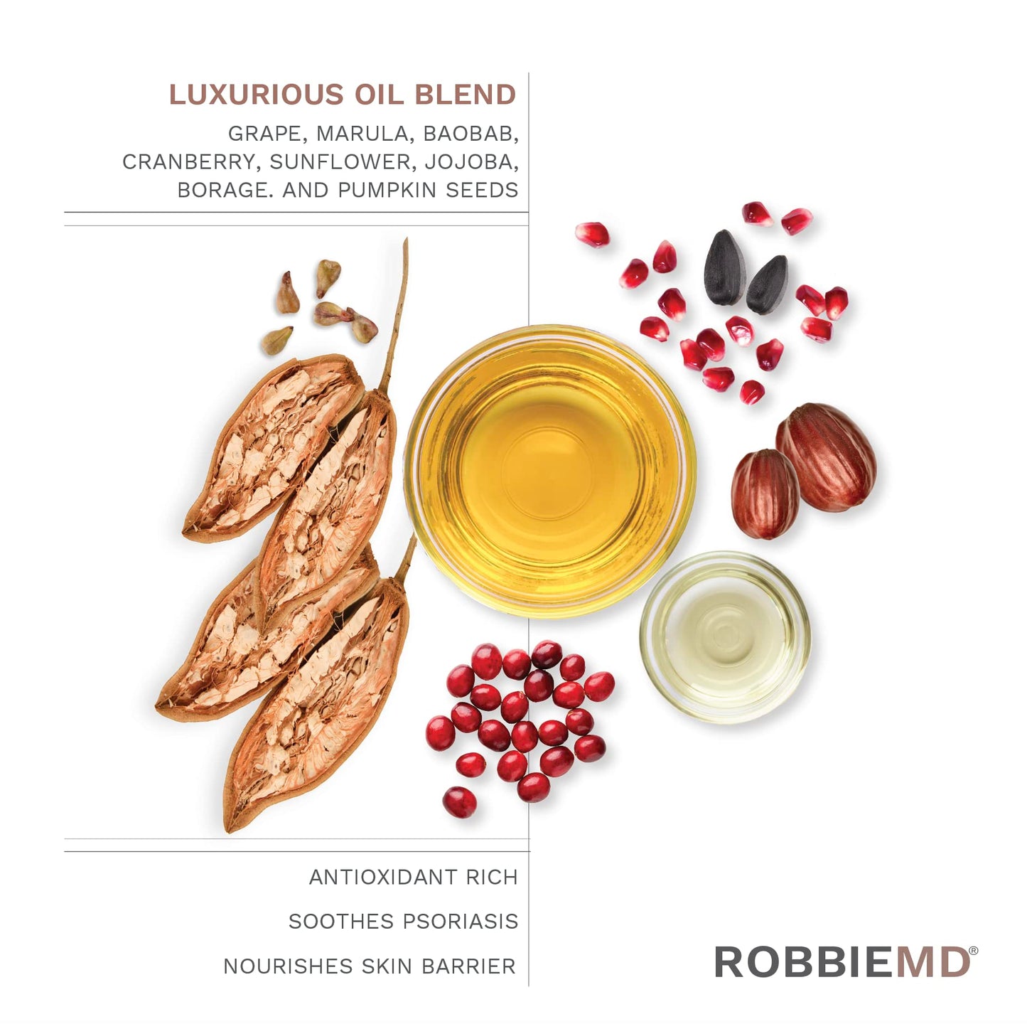 RobbieMD Luxurious Facial Oil Serum, Cold Pressed Organic Sunflower Oil and Vitamin E for Deep Hydration, Soothe Protect Skin Barrier Even Out Skin Tones (1 oz/30 ml)