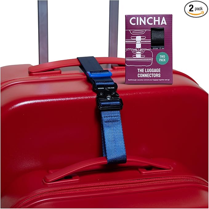 Cincha Add A Bag Luggage Strap Connectors - Connect Multiple Suitcases and Bags - Airport Travel Accessories - As Seen on Shark Tank - 2pcs (Navy)