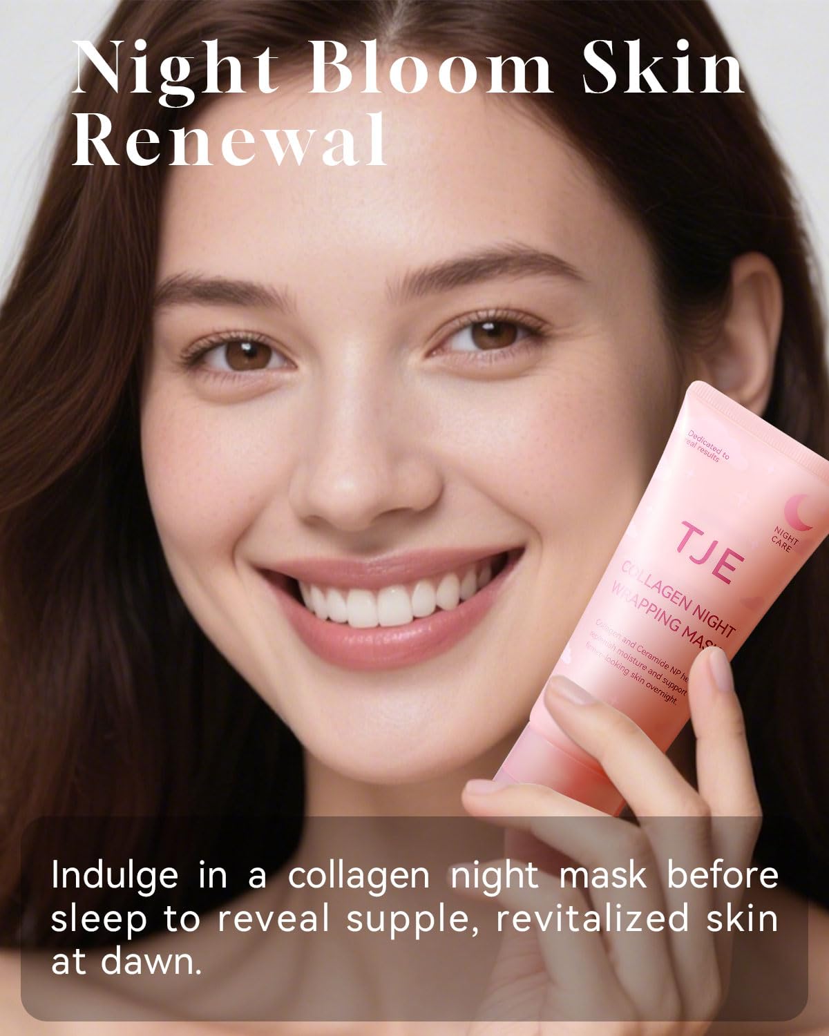 TJE Collagen Night Wrapping Mask, Collagen Peel Off Face Mask with Nicotinamide, Elasticity & Hydration Care, Reduces Sagging & Dullness - 2.53 fl oz