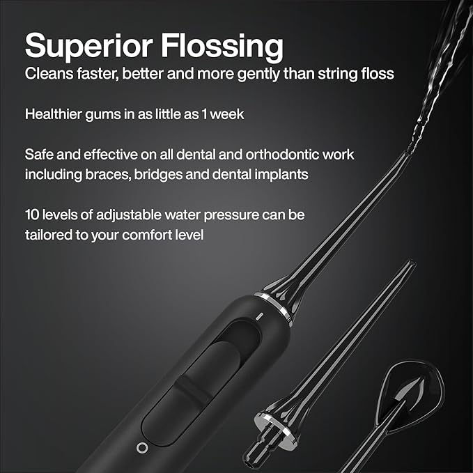 AquaSonic Home Dental Center PRO – Brushing & Flossing Made Easy – Brush & Floss – Power Toothbrush & Water Flosser – Whiter Teeth & Healthier Gums – Black Series Pro+Oral Irrigator