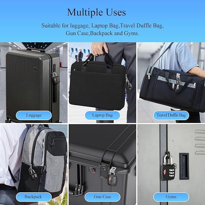 5 Sets TSA Approved Luggage Lock Combo - Secure Travel Essential w/Free Luggage Tag! Combination Lock for Suitcases, Backpacks, Gym Lockers & School