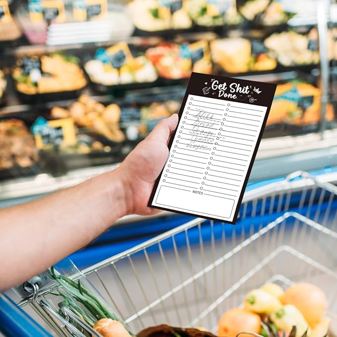 2 Pack Grocery List Magnet Pad for Fridge with Pen Holder, Total 120 Sheets Magnetic Note Pad for Fridge Full Back Magnet Shopping List, To Do List, Memo Notepads, 4.5x7.5"(Simple Style)