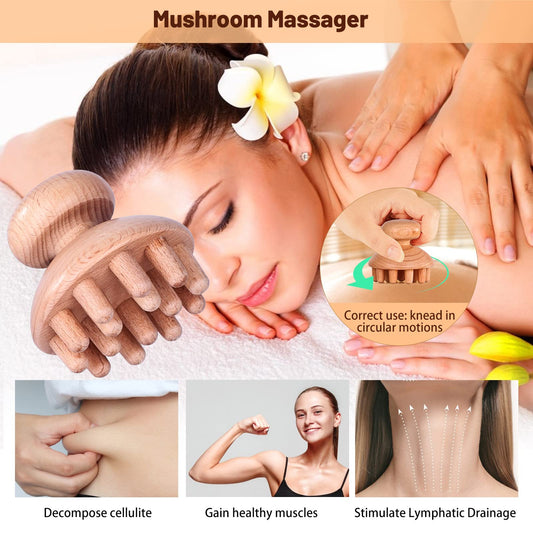 6 Pcs Wood Therapy Massage Tools, Meifuly Professional Complete Maderotherapia Wooden Massager Kit for Body Shaping, Lymphatic Drainage, Muscle Pain Relief, Anti-Cellulite (with Storage Bag)