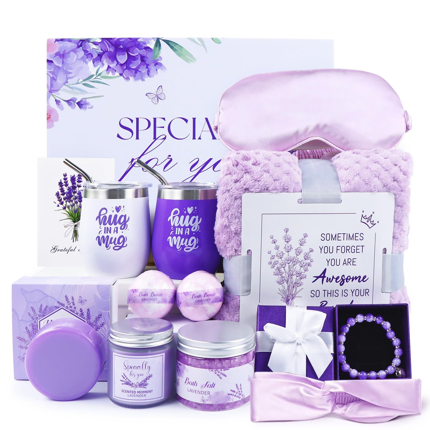 Kaulbiat Get Well Soon Gifts Baskets for Women Self Care Gifts, 12pcs Happy Birthday Gift Basket for Women Unique Gifts Set Ideas Relaxing Birthday Box w/Blanket for Her Mom Best Friends Female Sister