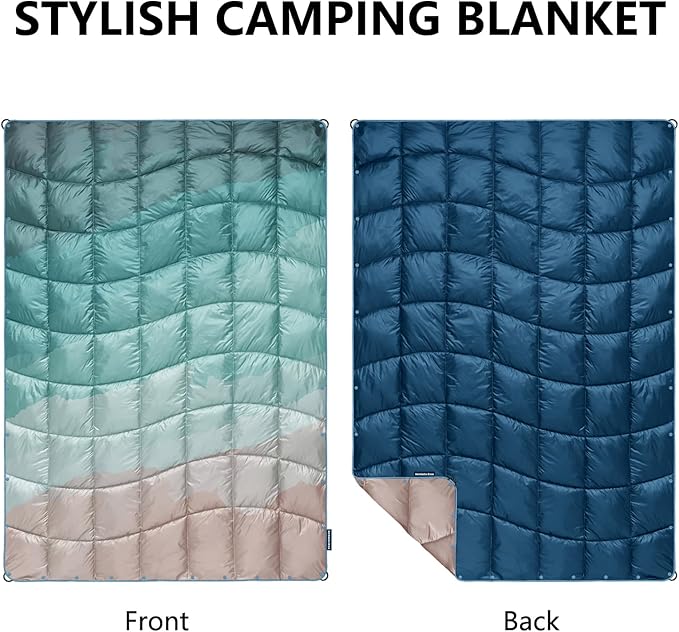 Camping Blanket, Packable Puffy Blankets Lightweight Windproof Waterproof for Outdoors,Hiking, Backpacking,Beach,Car,Picnic,Stadium