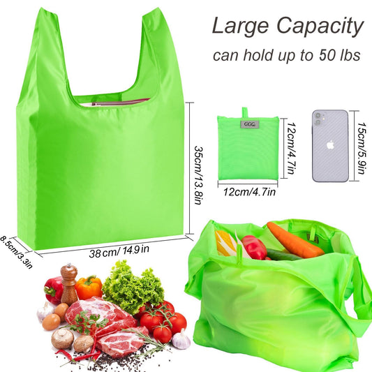 CiCiGo Large Reusable Bags Shopping Washable Foldable 6 Pack Grocery Bags Heavy Duty Lightweight Folding Gift Tote Bag Durable Polyester Color