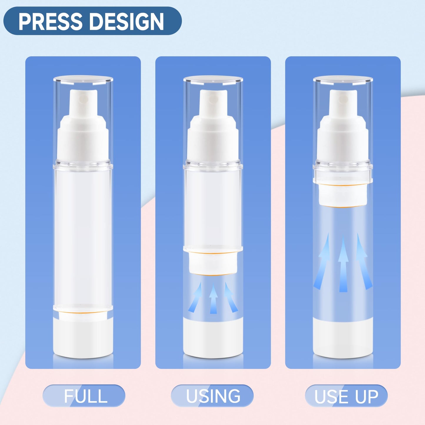 GIVITASOT 1OZ/30ML Airless Pump Small Spray Bottle, 6 Pack Vacuum Travel Spray Bottle, Fine Mist Mini Bottle for Toner Perfume Makeup Water Liquid Makeup Tool