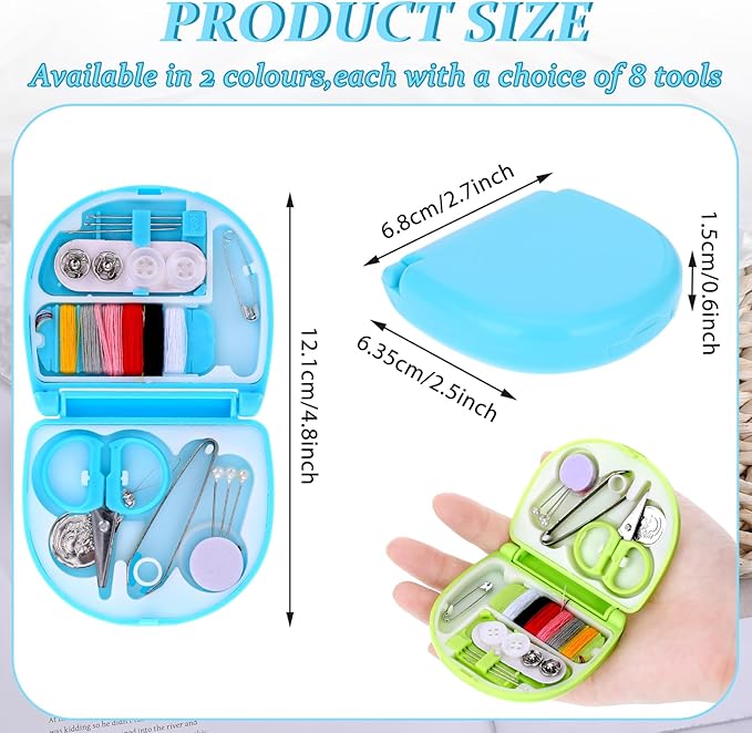 20 Pack Mini Travel Sewing Kit, Portable Sewing Tool Kits, Beginner Emergency Sewing Repair Kit with Threads Scissors Hand Sewing Needles, Plastic Sewing Kit, DIY Sewing Supplies (Blue, Green)