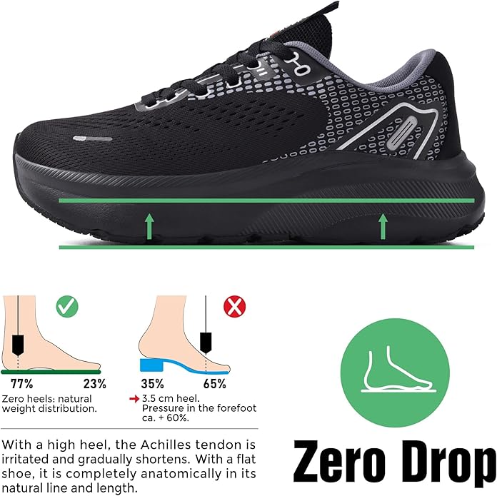 JACKSHIBO Wide Toe Box Shoes for Men Arch Support Shoes Wide Width Sneakers for Running Walking Athletic Tennis Orthopedic Plantar Fasciitis Workout with Thick Cushioned Zero Drop Sole
