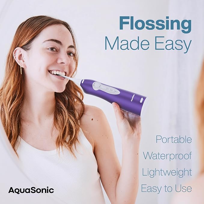 AquaSonic Water Flosser - Cordless Rechargeable Water Flossers for Teeth Cleaning - Waterproof Aqua Flosser, Portable Oral Irrigator for Dental Cleaning with 5 Jet Tips – Braces Home Travel