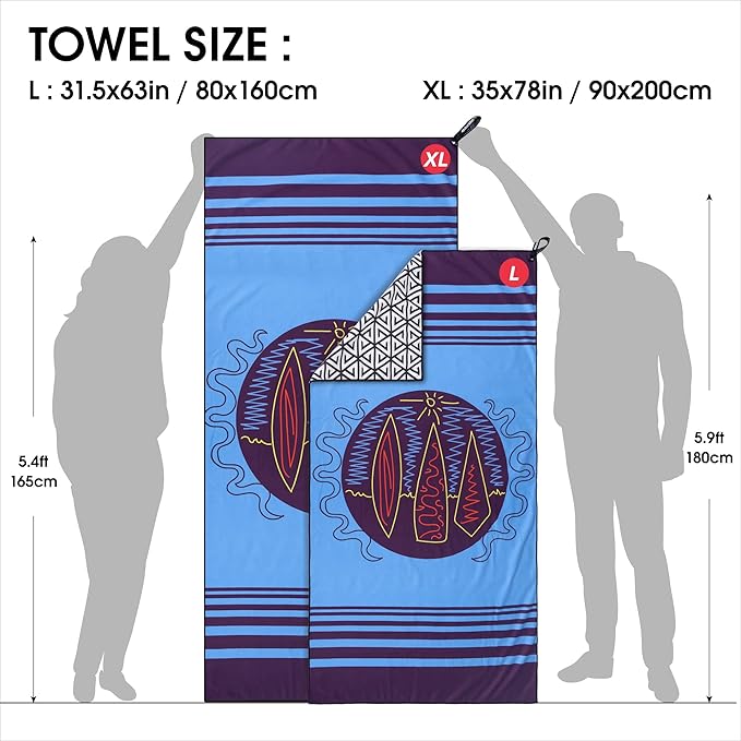 4Monster Microfiber Beach Towel Quick Dry,Super Absorbent Lightweight Travel Towel for Swimmers, Sand Free Camping Towel, Beach Towels for Pool,Swim,Water Sports,Yoga