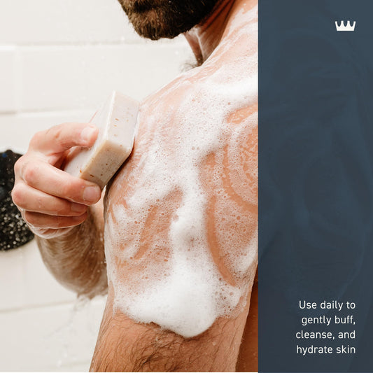 Cremo Exfoliating Body Bar for Men, Palo Santo Scent, Multi-Layered Fragrance That Buffs, Cleanses and Hydrates Skin, 5oz