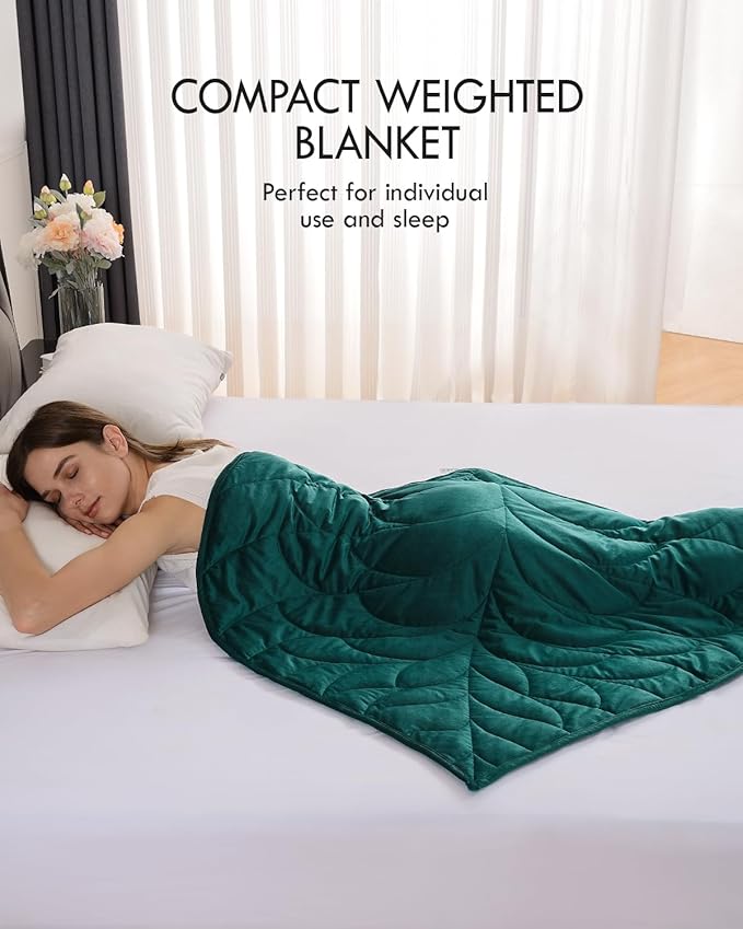 Kaisa Weighted Lap Blanket 7 lbs 41" x 53", Cozy Luxury Crystal Velvet Small Weighted Blanket for Adults, Portable Travel Weighted Blanket for Relaxation, All-Season Blanket, Machine Washable, Green