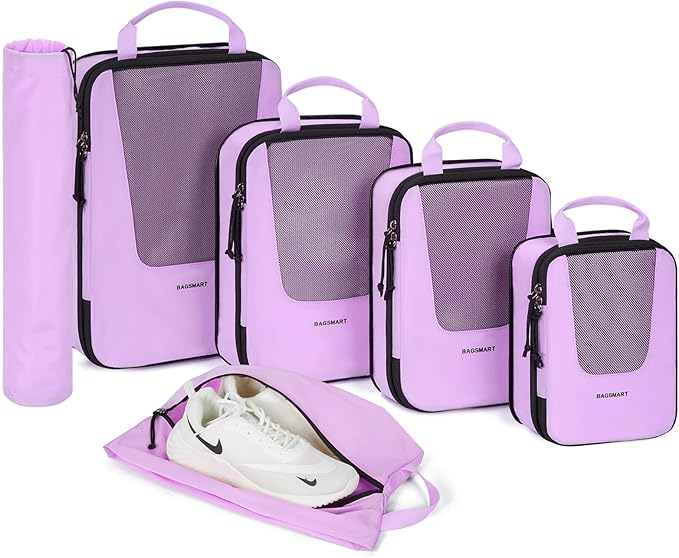 BAGSMART Compression Packing Cubes for Travel, 6 Set/5 Set/4 Set, Compression Suitcase Organizer Bags Set for Suitcases Travel Essentials, Lightweight Packing Organizers