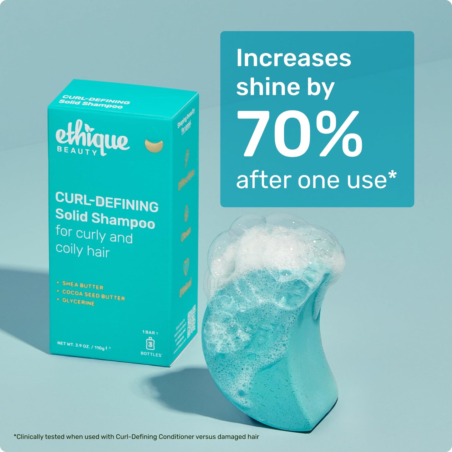 Ethique Beauty Curl-Defining Shampoo & Conditioner Bar Set for Thick, Curly Hair with Shea Butter