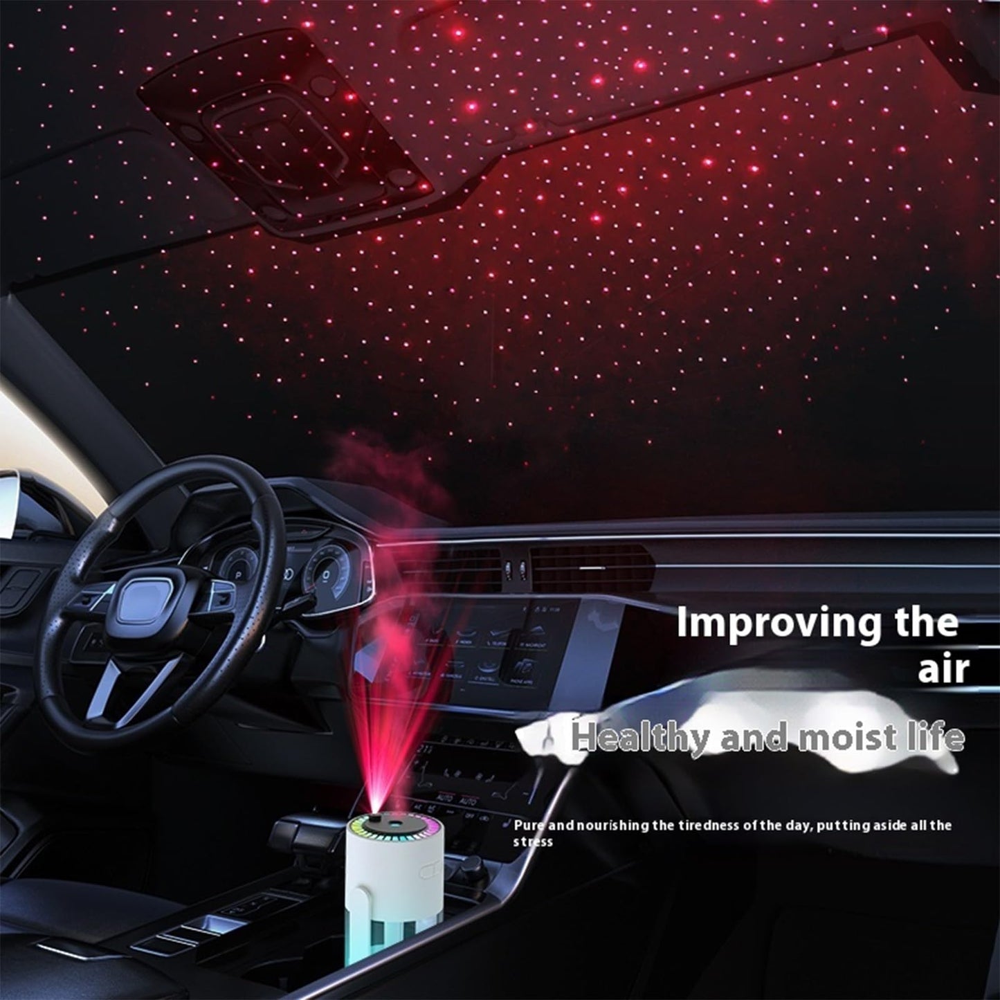 Humidifier, Humidifiers for Bedroom, Air Humidifier, Ultra Quiet, USB, Timer, with Light, Desk Humidifier, for Office, Bedroom (280 ml)