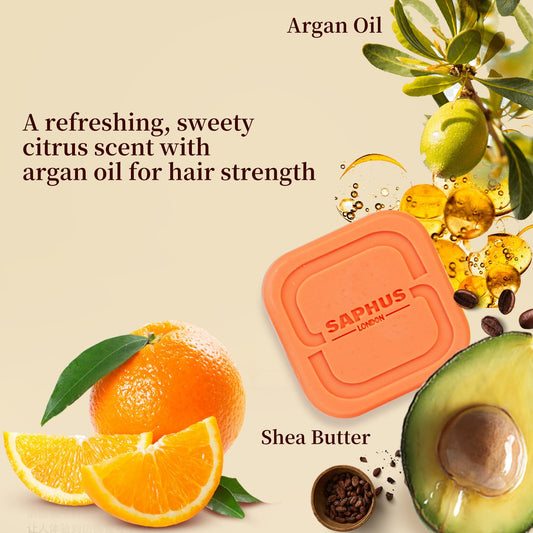 SAPHUS Argan Oil Shampoo Bar for Dry Curly Hair - Strengthening & Moisturizing Hair Care, Vegan, Sulfate-Free, Cruelty-Free, 2 Pack