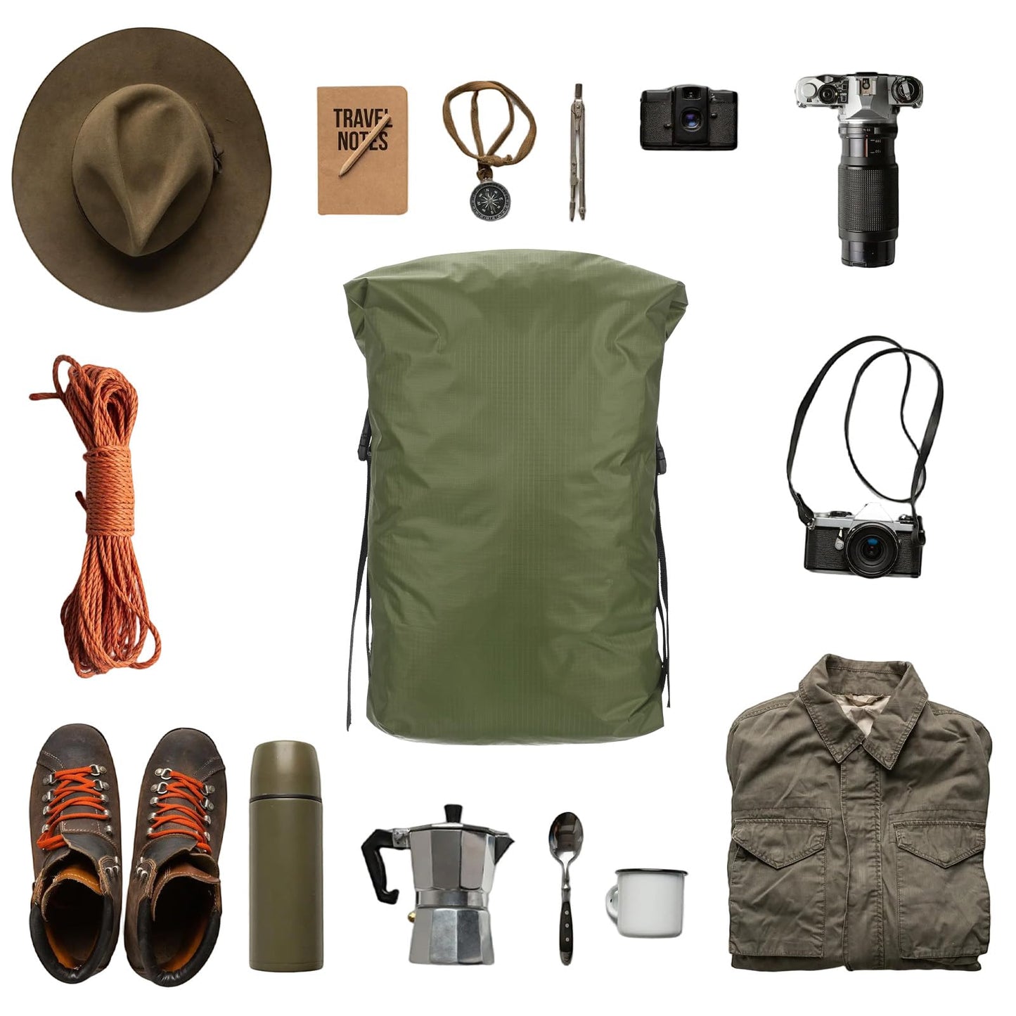 TIXIPEM Compression Stuff Sack [1PCS] - Waterproof Sleeping Bag Storage Sack 5L Use for Backpacking & Traveling & Hiking - [Army Green-17 x 9 in/ 42 x 23.5 CM] Space Saving Gear Bags