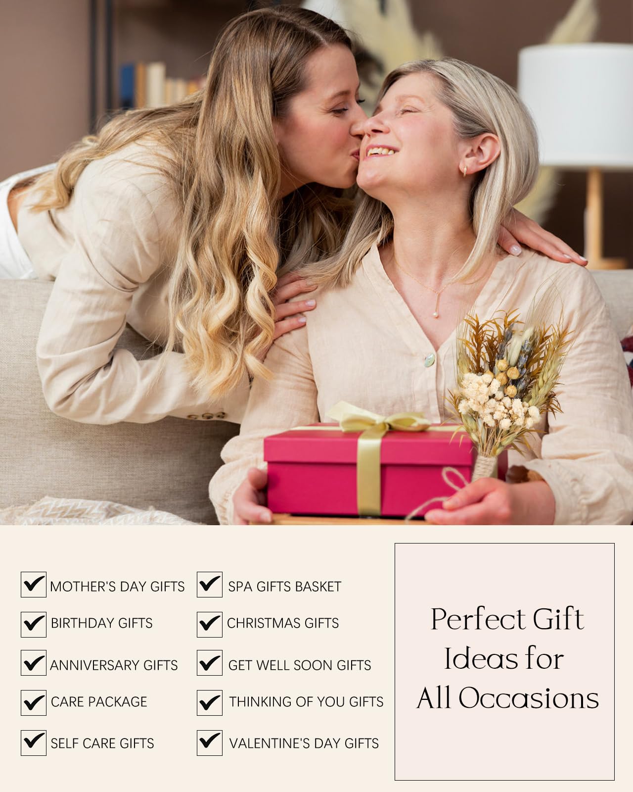 JMHACHY Spa Gifts for Women - Mothers Day Gifts for Mom, Self Care Kit, Birthday Anniversary Care Package Ideas for Wife Girlfriend Her from Daughter Husband Friend, 8PCS Items with Natural Themed