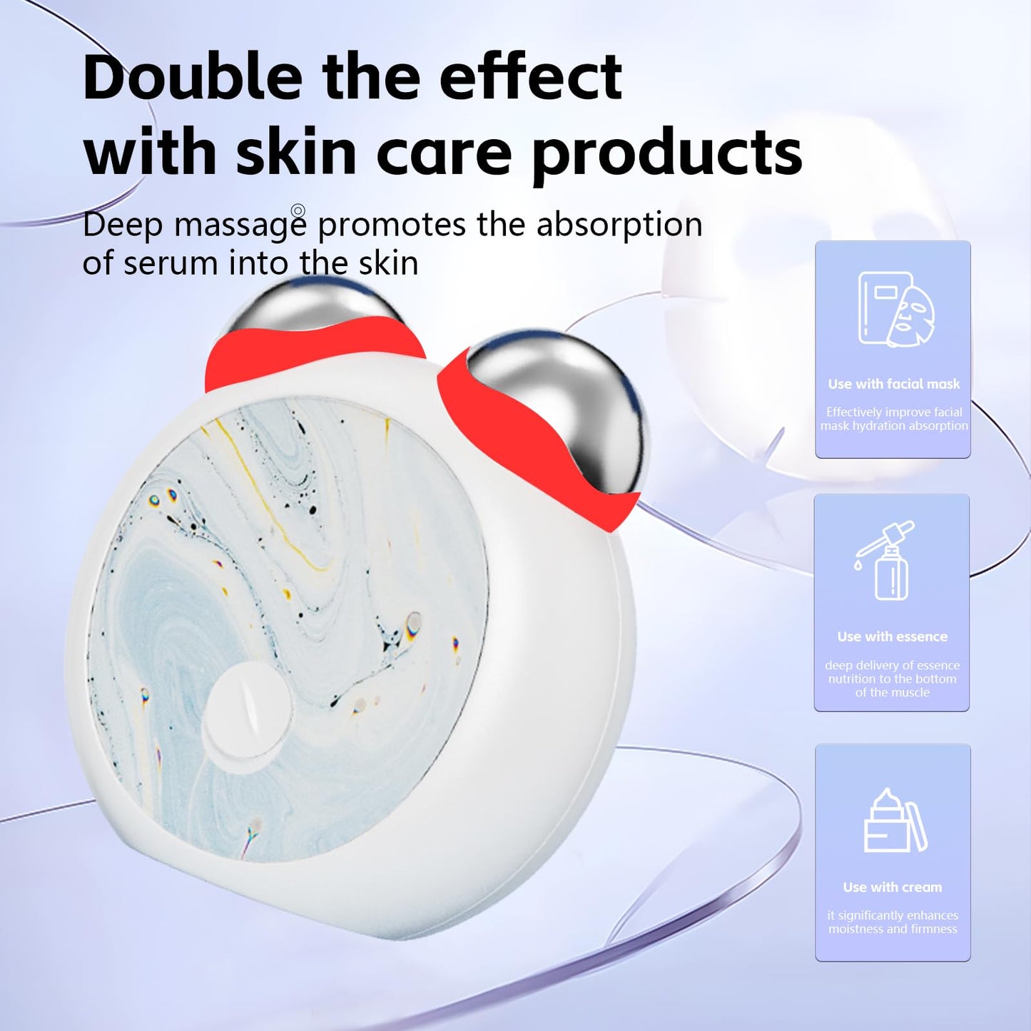 3-in-1 Skin Care Tools,Microcurrent Facial Device, Face Neck Lift Device, Double Roller Facial Massager, Promote Skin Care Absorption, Light Lines (White)