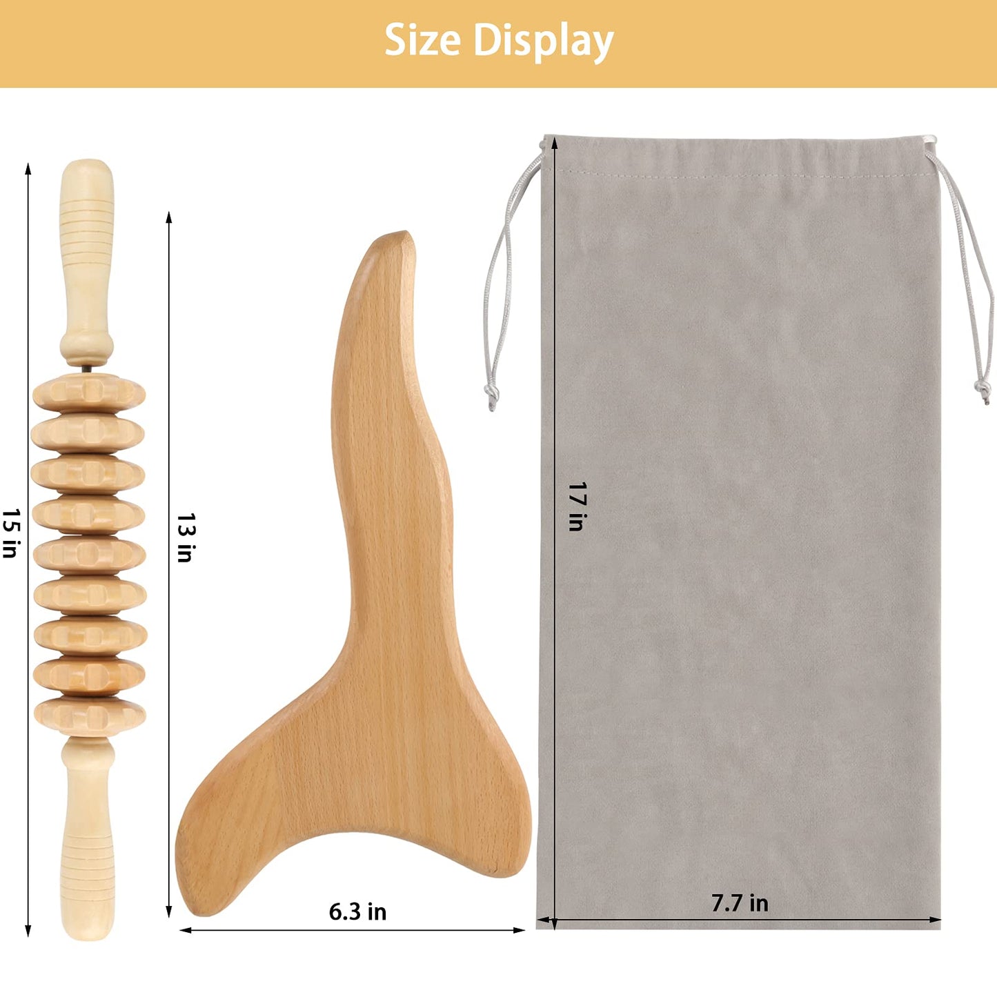 2 Pcs Wooden Gua Sha Tools Lymphatic Drainage Tool, Machomby Wood Therapy Massage Tools Manual Gua Sha Tools Anti Cellulite Massage Tool for Gua Sha Massage, Maderotherapy, Body Sculpting