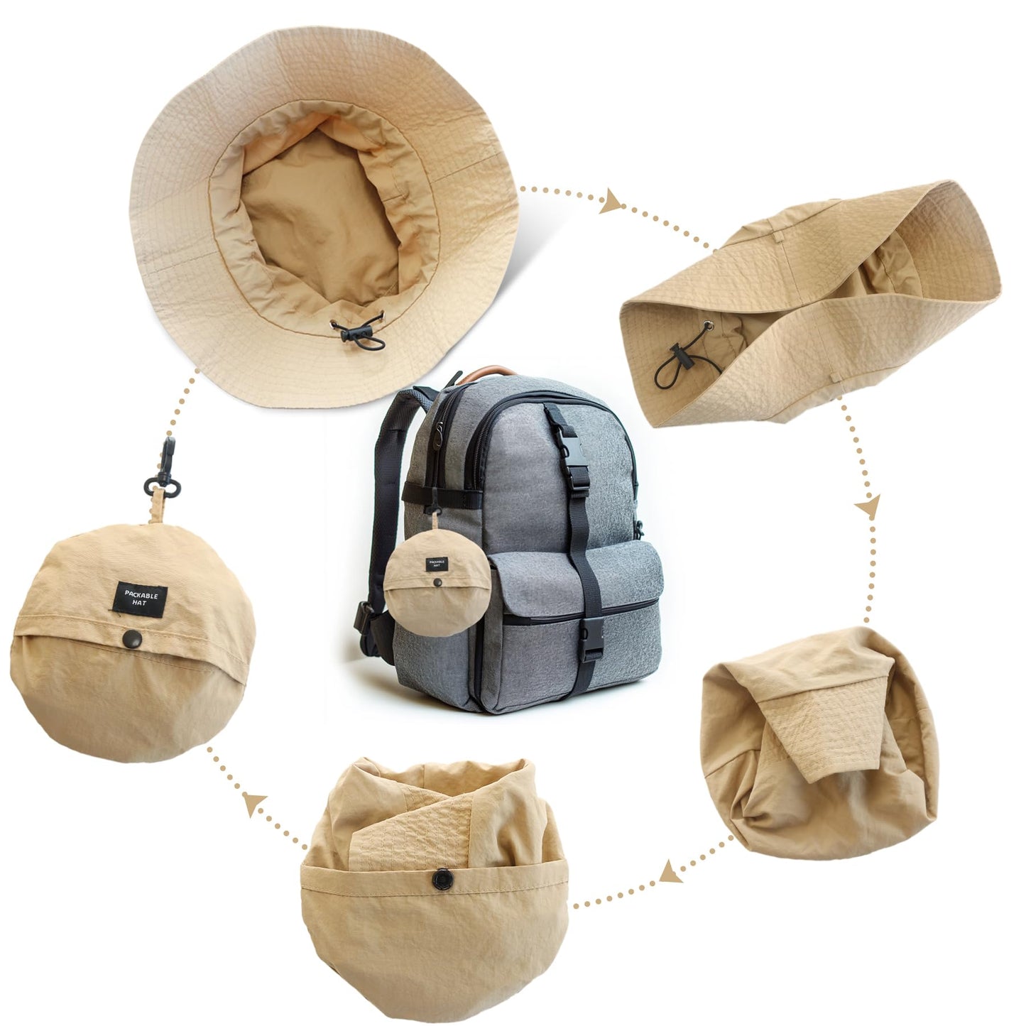 NPQQUAN Waterproof Quick Dry Bucket Hats for Woman Men Packable Foldable Rain Sun Hat Lightweight Hiking Hat Black