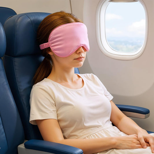 KFHENSOMR Silk Sleep Eye Mask 4 Pack Mulberry Sleep Mask Eye Cover Blindfold with Elastic Strap Cute Satin Soft Eyeshade Masks for Women Night Sleeping Travel Nap (Pink)