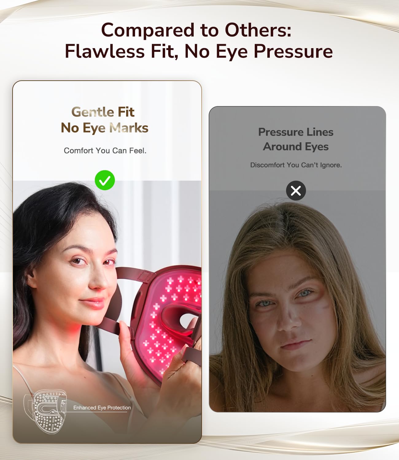 JOVS Red Light Therapy Mask for Face, 328 LEDs Face Mask with Near-Infrared Light, Rechargeable, 4 Modes, Portable Anti-Aging Skin Care Device for Home Use (Brown)