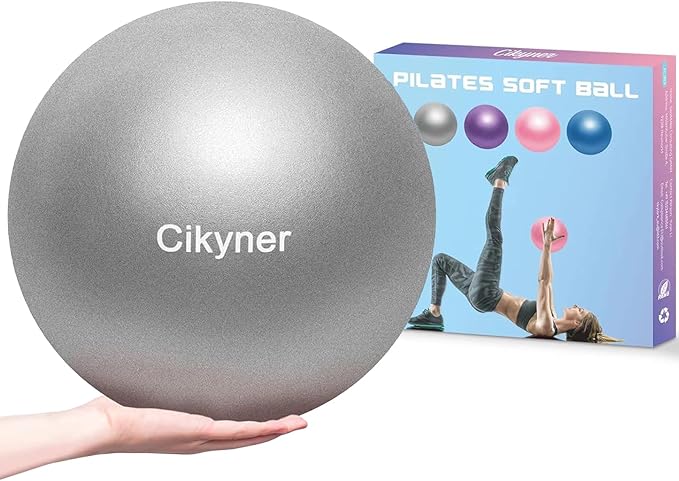 Cikyner Soft Pilates Ball, Small Exercise Ball 9 Inch Mini Gym Ball with Inflatable Straw, Suitable for Pilates, Yoga, Full Body Training, Physical Therapy and Balance improving at Home, Gym & Office
