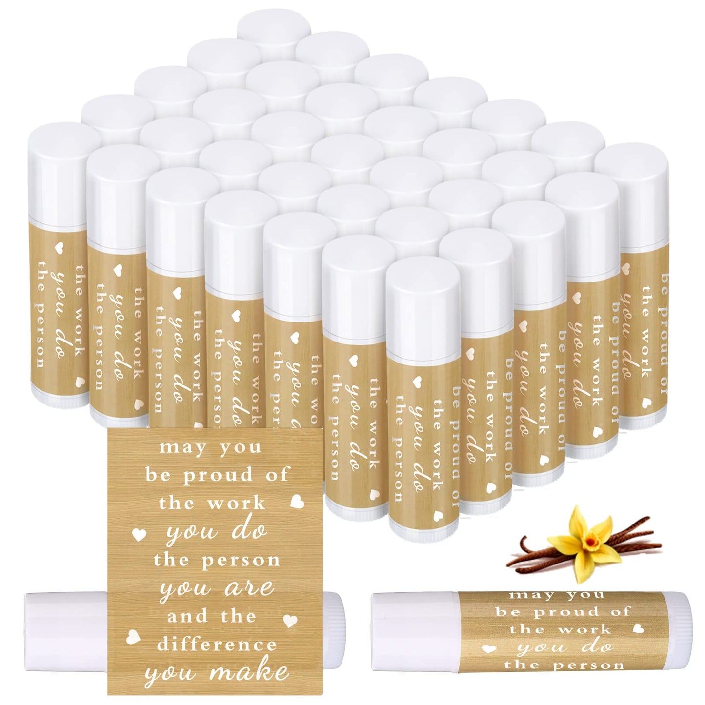 Demissle 100 Pcs Appreciation Lip Balm Gifts Bulk Thank You Inspirational Vanilla Ingredients Lips Care Products for HR Professional Appreciation Day Employee Coworker