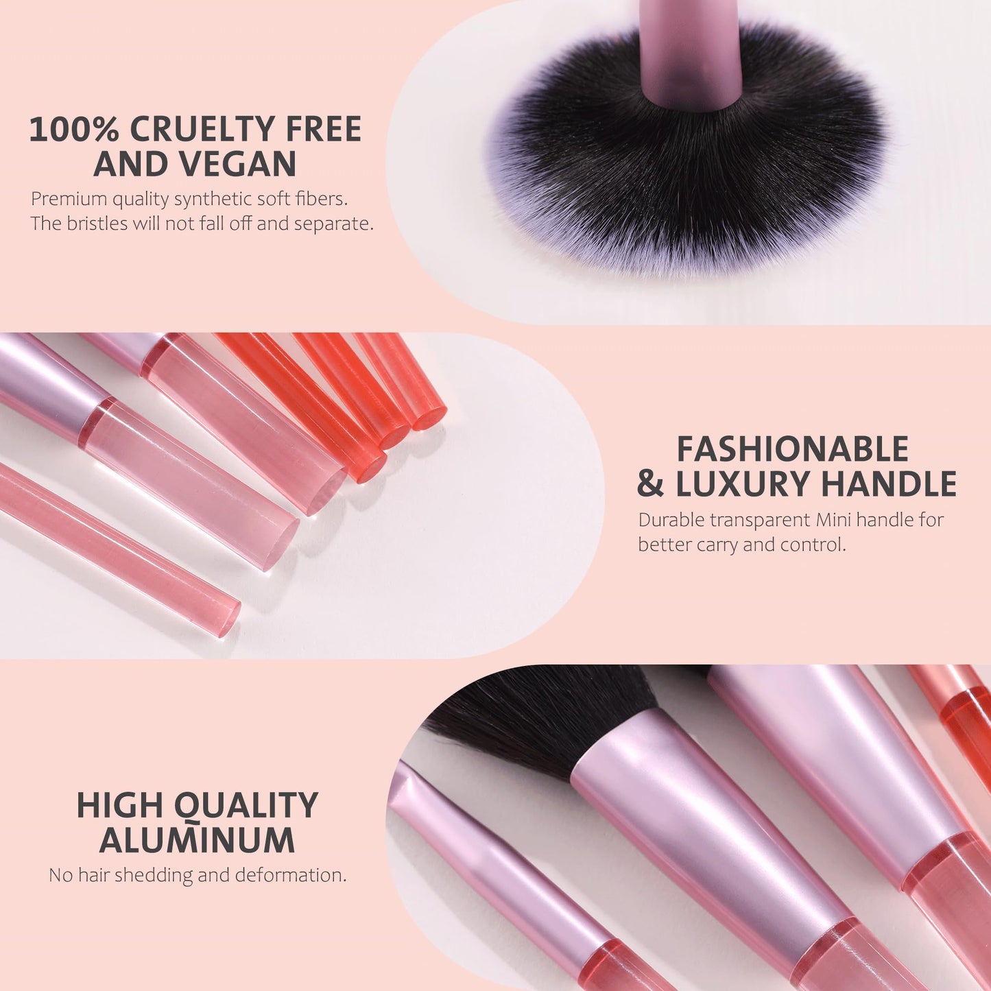 MOGILAN Travel Makeup Brush Set Mini Makeup Brushes For Foundation Concealer Eyeshadow Blush Blending & Buffing Liquid Cream Powder 6PCS Travel Size Complete Function Cosmetic Brushes Kit with Case